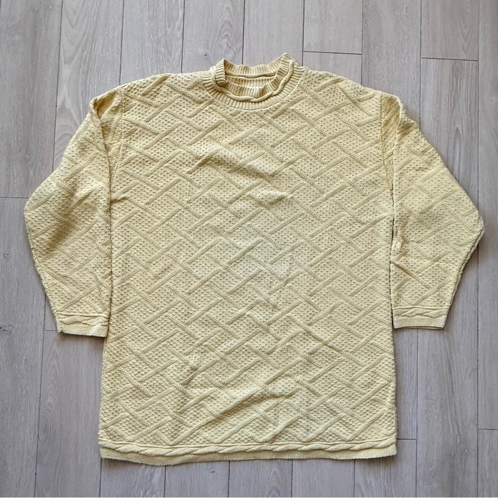Vintage Sweet Briar Textured Long Sweater in Butter Yellow Women’s Size 1X